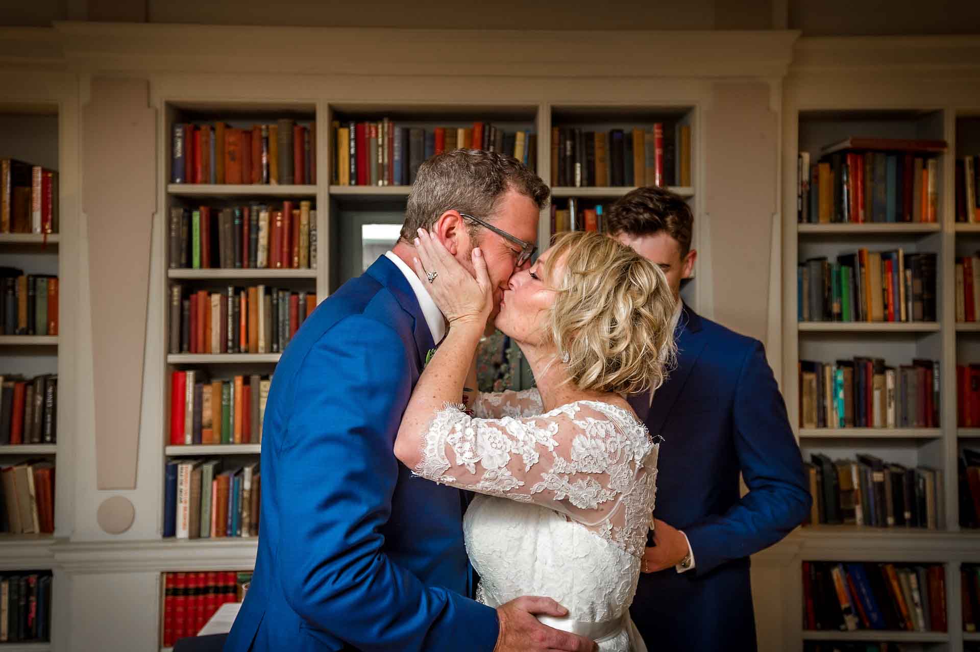 Bride and Groom kissing at their wedding in the Bloomsbury Hotel