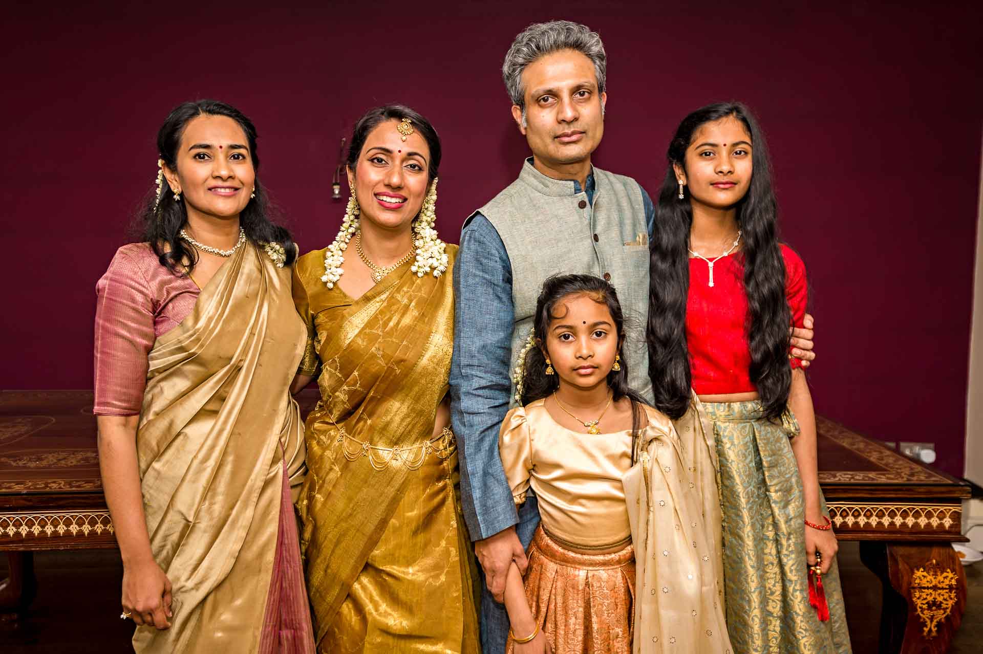 Family portrait taken at Indian Wedding in London