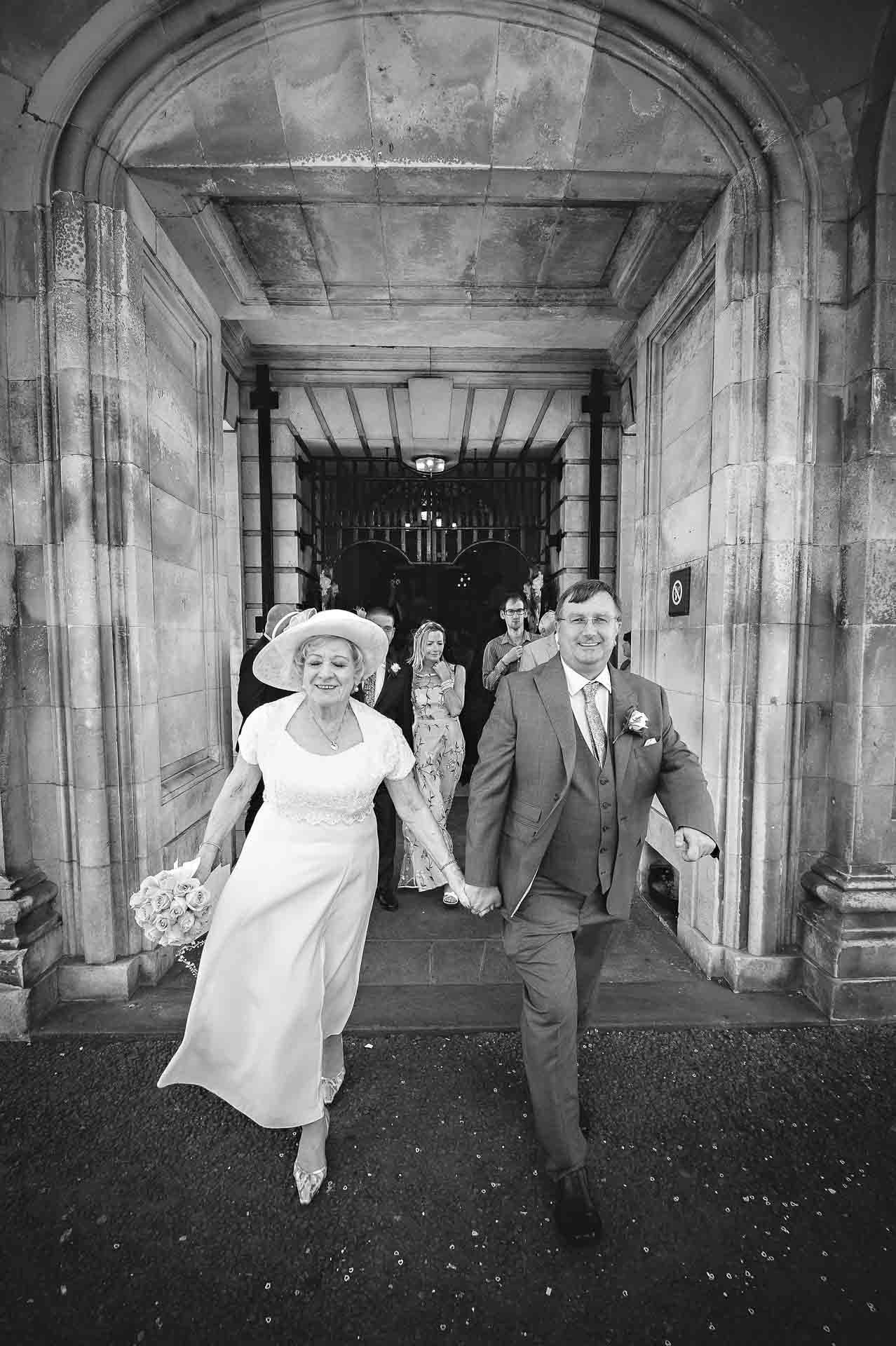 Older Newly-Weds Leaving the Ceremony in Cardiff