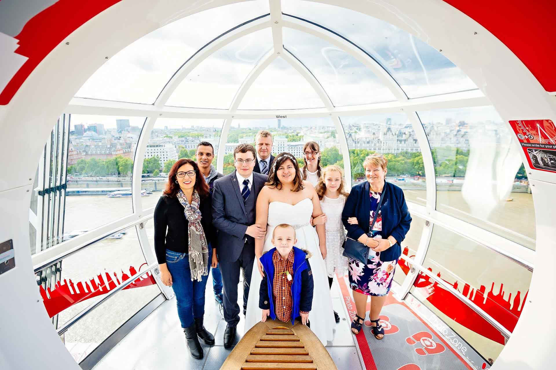 Group Wedding Portrait on London Eye
