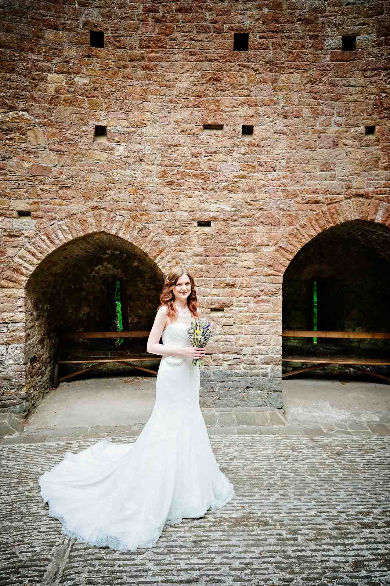 Bridal Portrait in Castell Coch Courtyard
