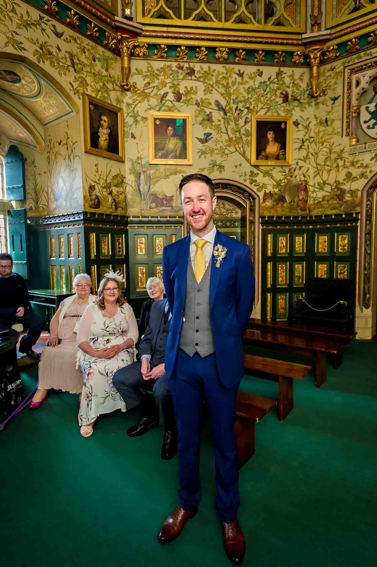 Castell Coch Wedding Portrait of Groom in Drawing Room