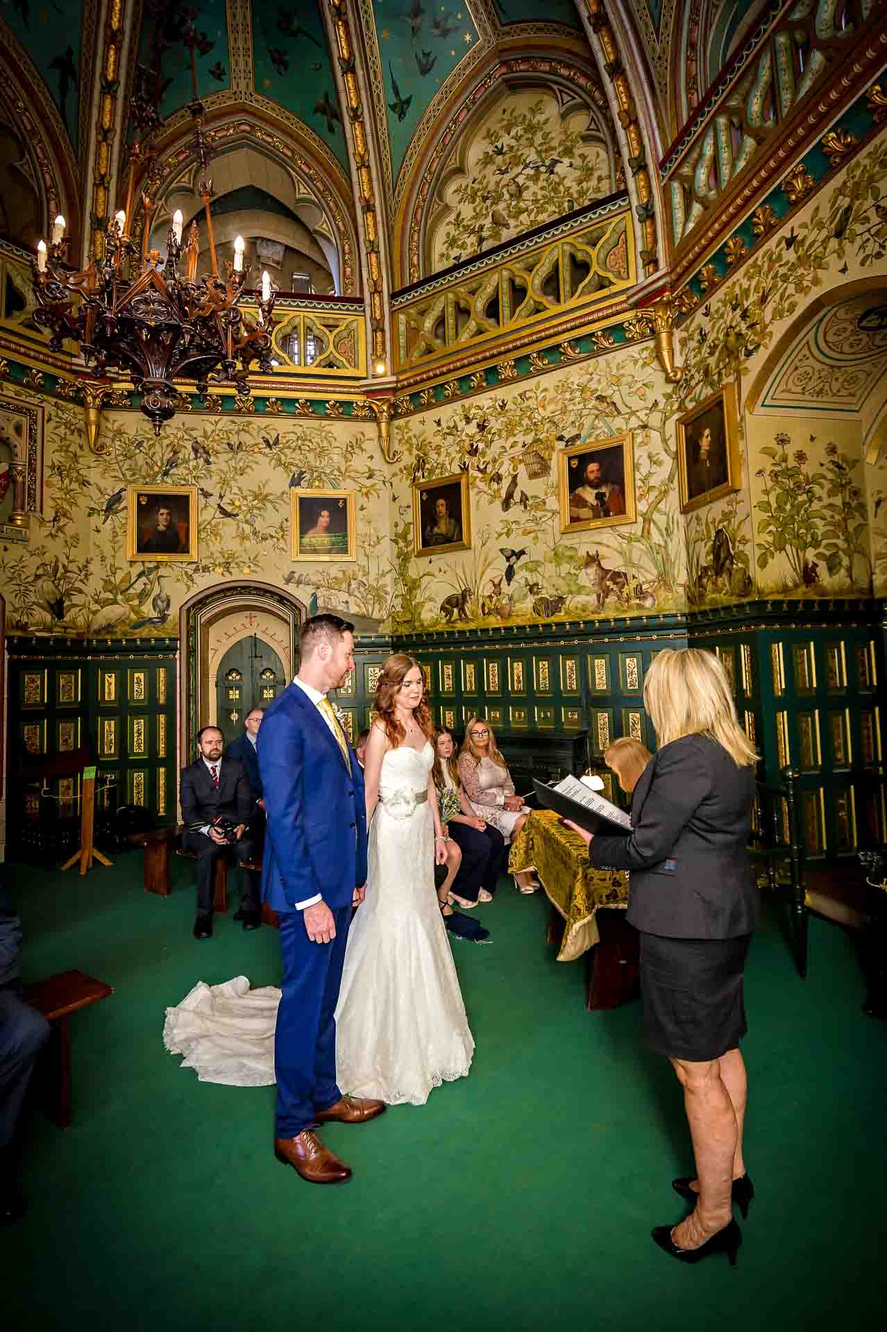 Registrar Reads in Drawing Room at Castell Coch Wedding Ceremony