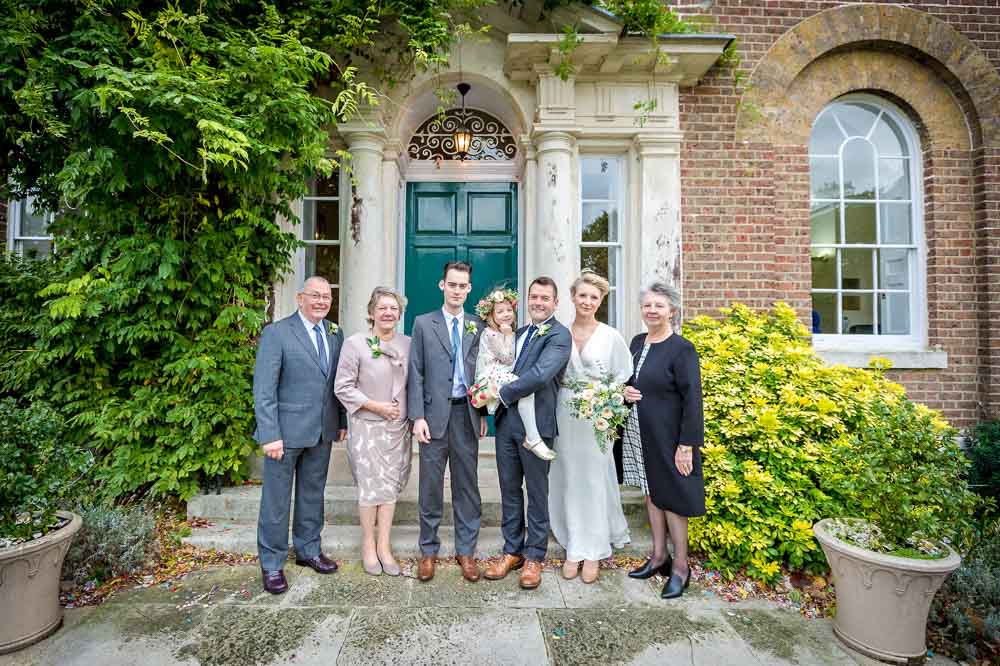 Group Family Wedding Portrait Outside Morden Park House