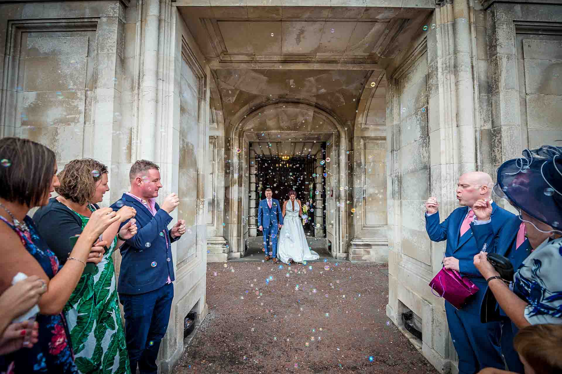 Wedding Bubbles Outside Cardiff city Hall