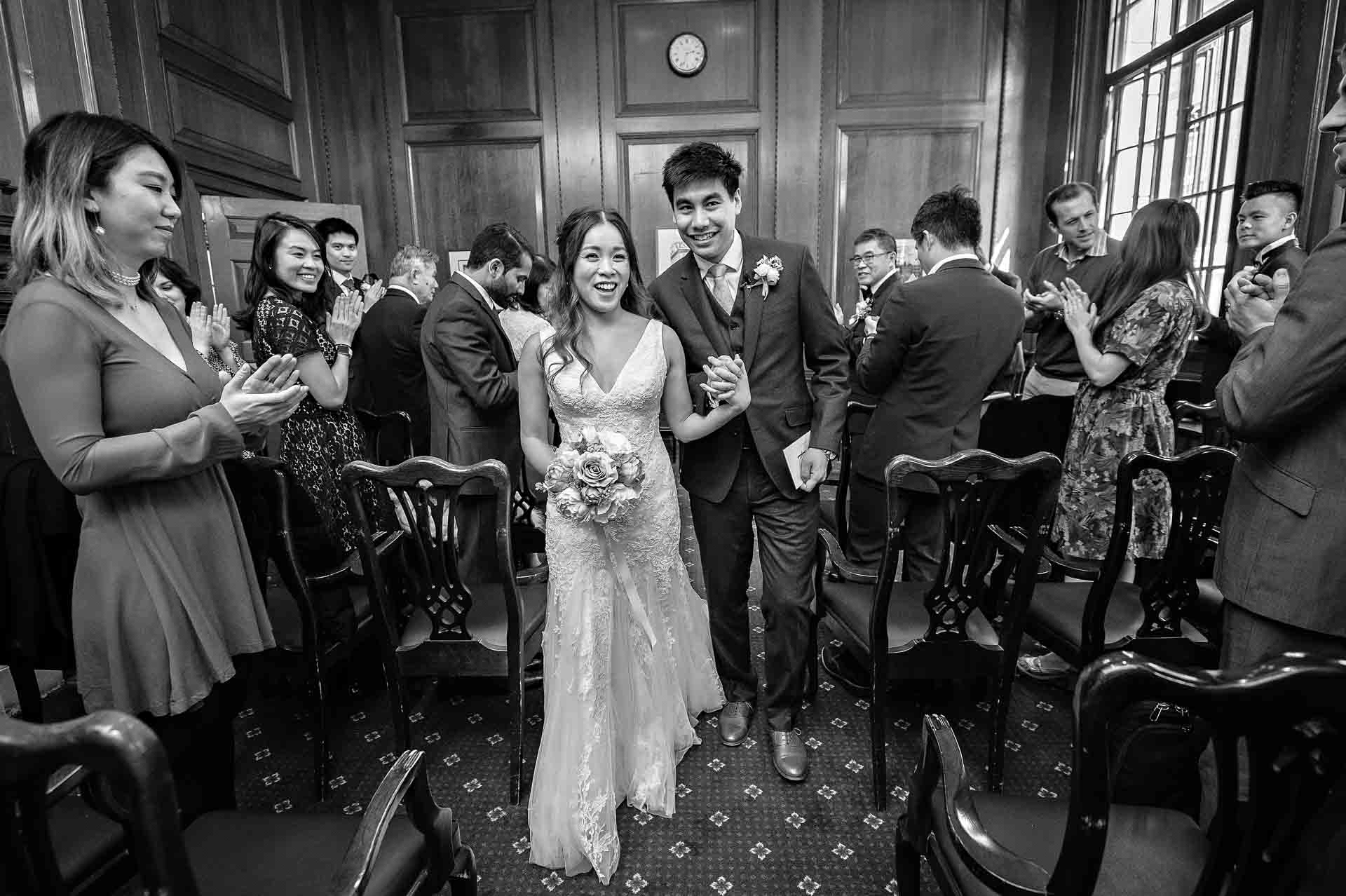 Bride and Groom leave Camden Register Office Wedding Ceremony