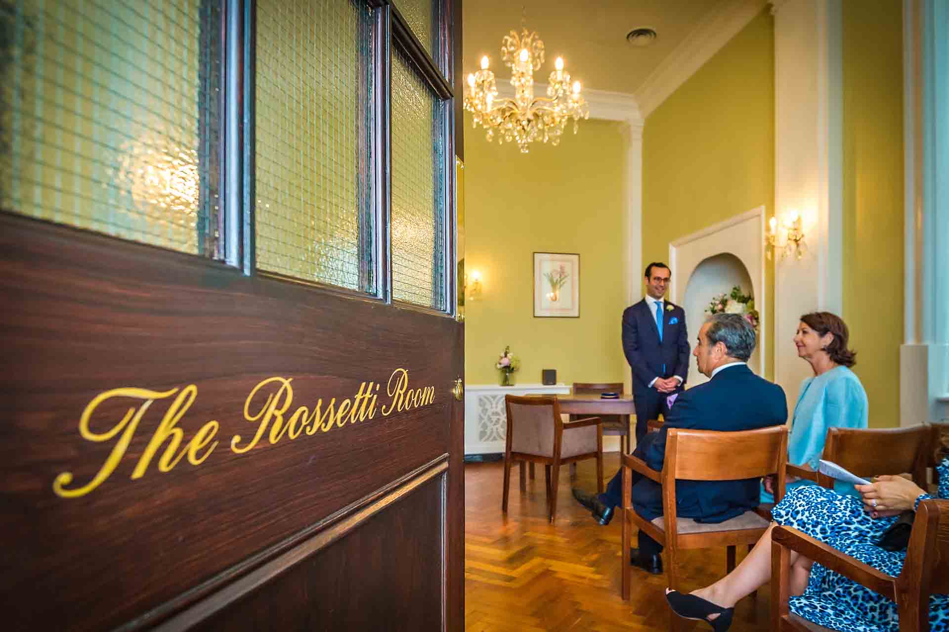 Rossetti Room Wedding from Door in Chelsea Town Hall