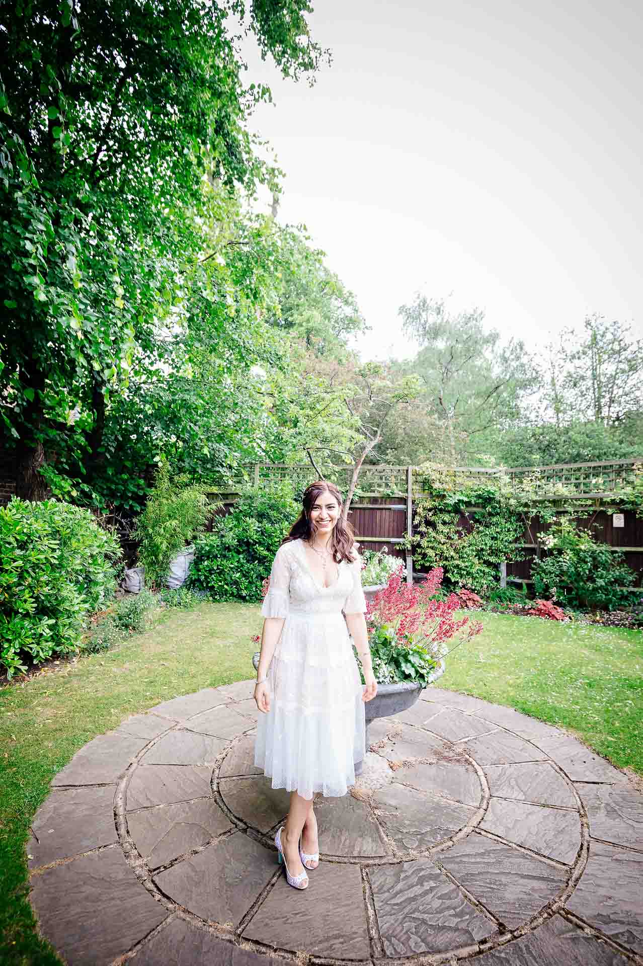 Bride in Garden at Wedding