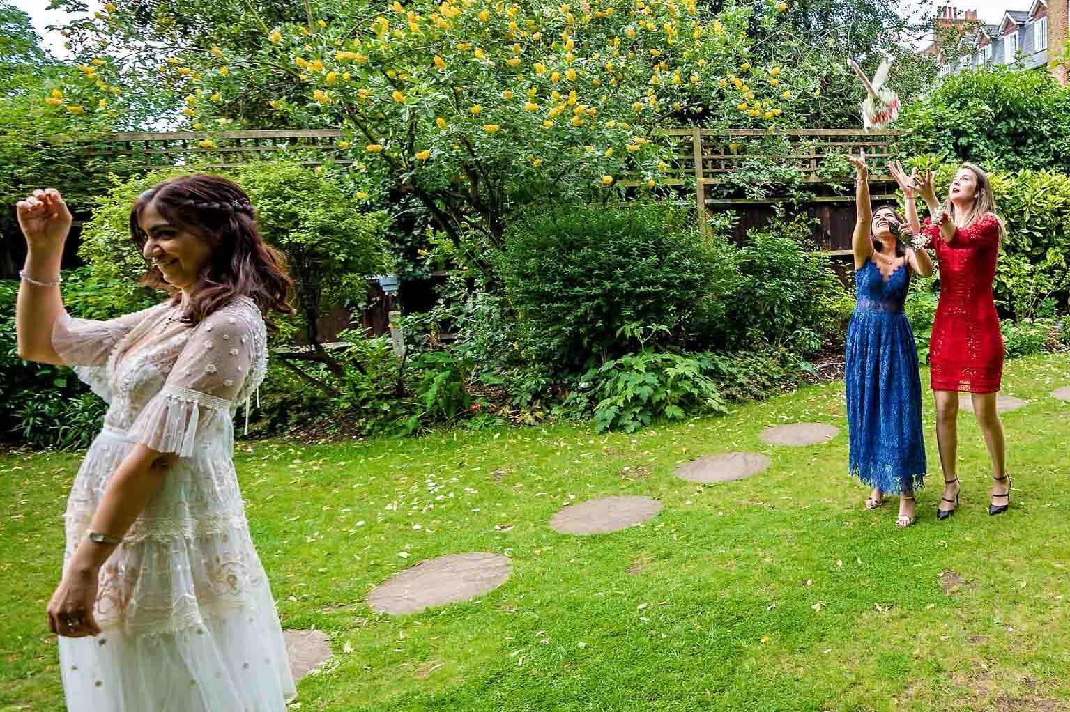 Bridal Bouquet Throwing at Southwark Register Office Wedding