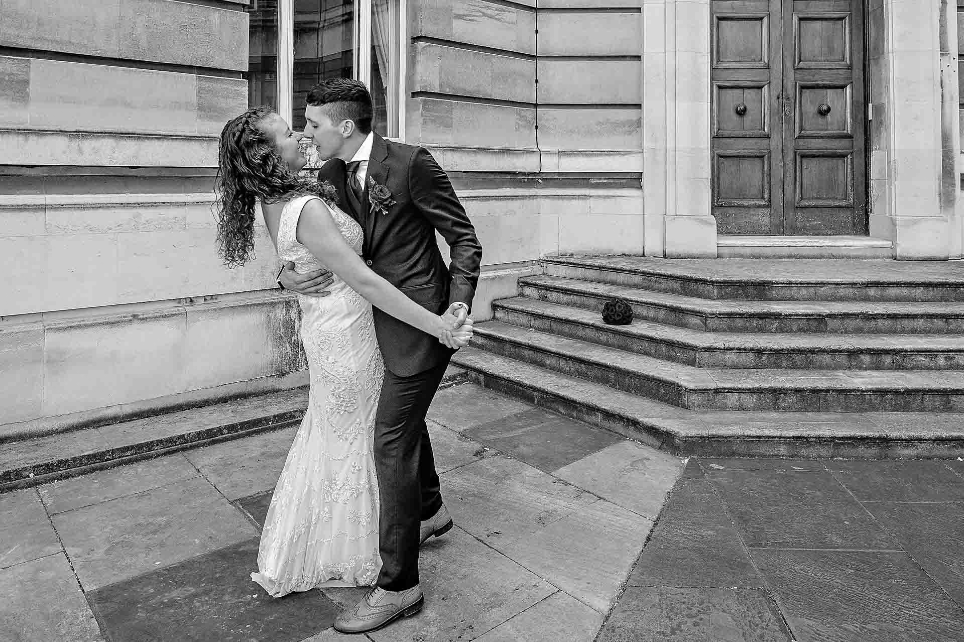 The newly-weds dance in courtyard of Wandsworth Town Hall