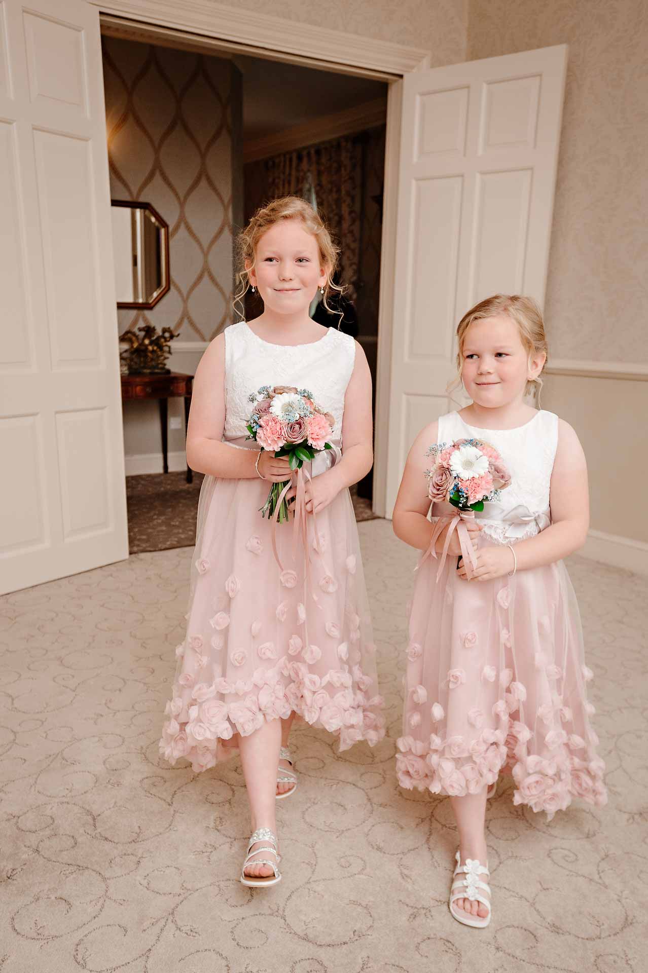 Bridesmaids Enter the Function Suite Wedding at De Courceys Manor