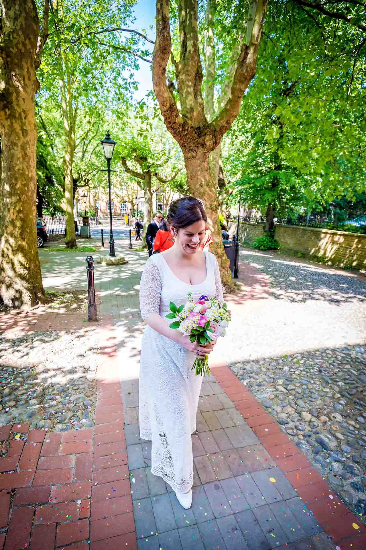 Bride arriving at Southwark Register Office