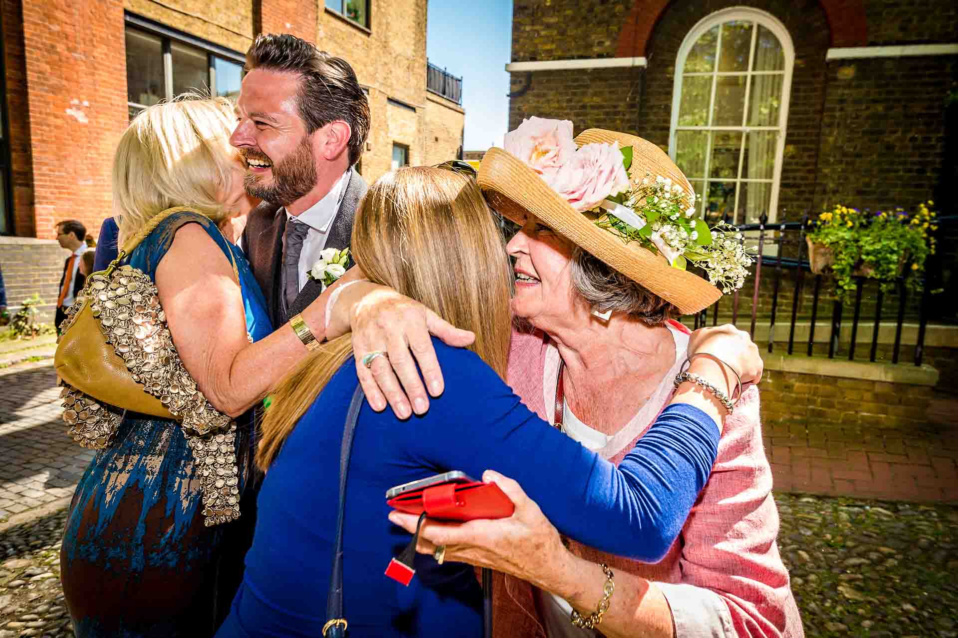 Guests greeting each other at Southwark Register Office