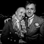 Gay Groom Couple Posing with Garlands