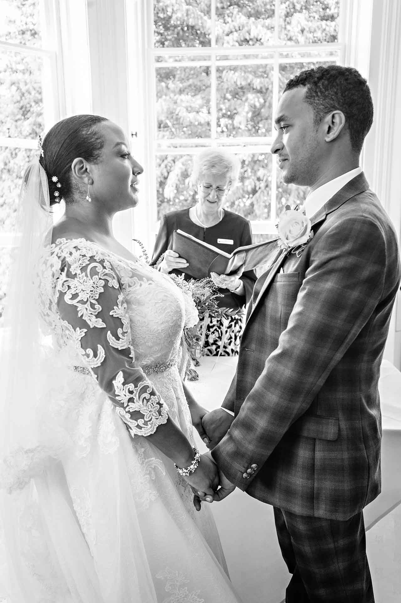 Wedding Vows at Pembroke Lodge in Black and White