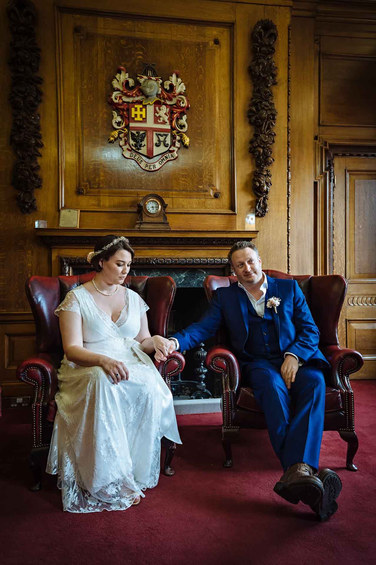 Wedding Couple Seated in the Mayor's Chamber