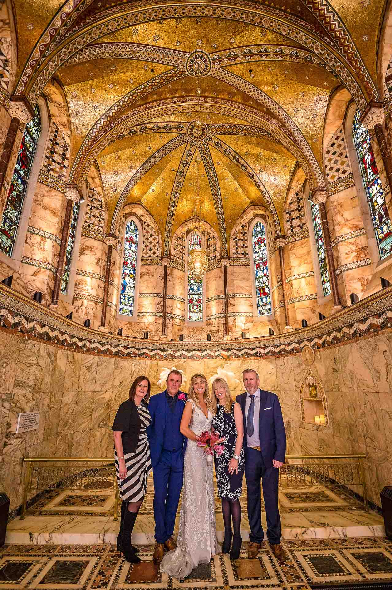 Nave of the Fitzrovia Chapel - Group Wedding Photograph