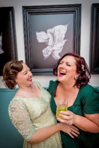 Bride Laughing with Bridesmaid at wedding in Canvas and Cream, Forest Hill
