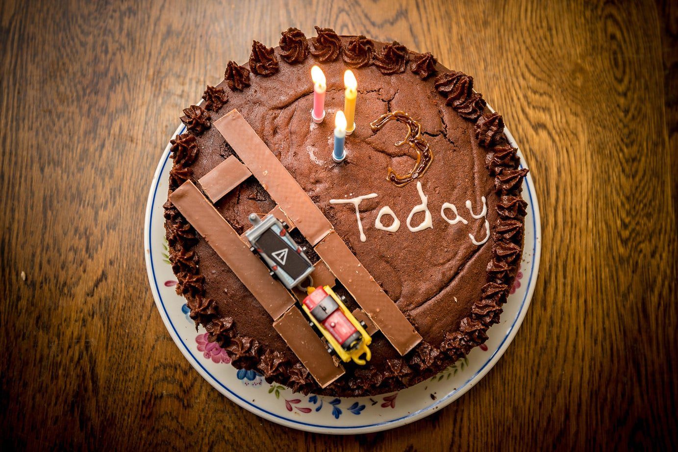 Chocolate Birthday Cake for Three Year Old with Train