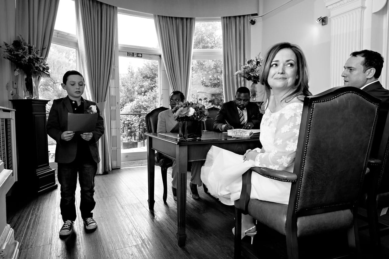 Register Office Wedding Photographer - Boy Reading