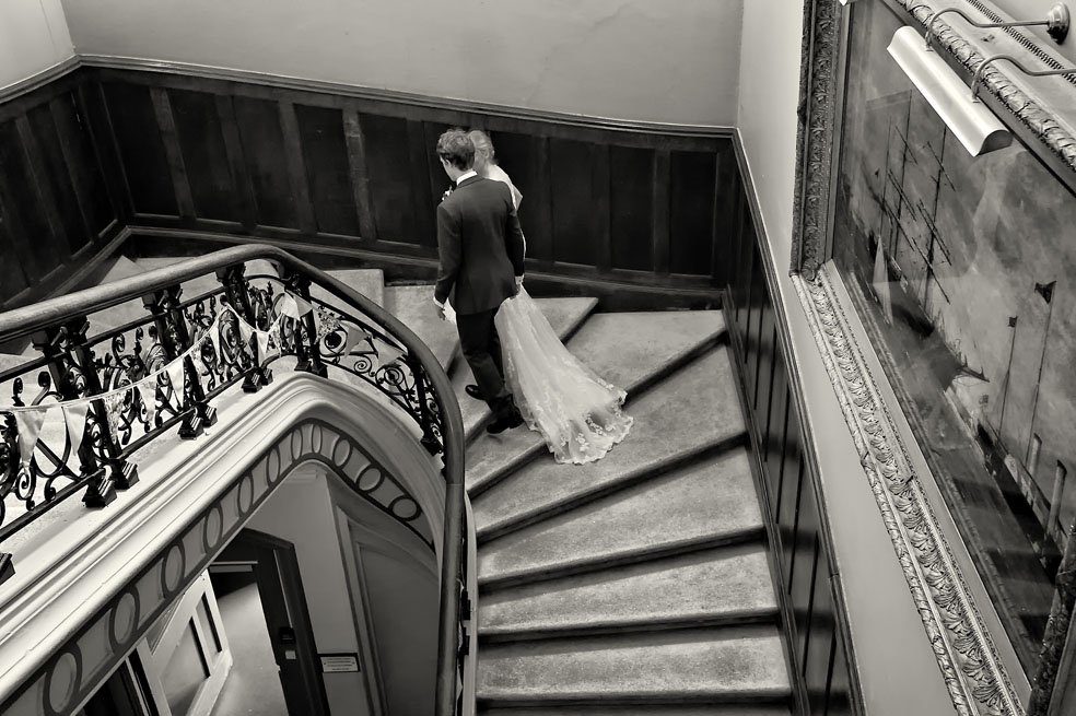 Couple Ascend Staircase at Dulwich College