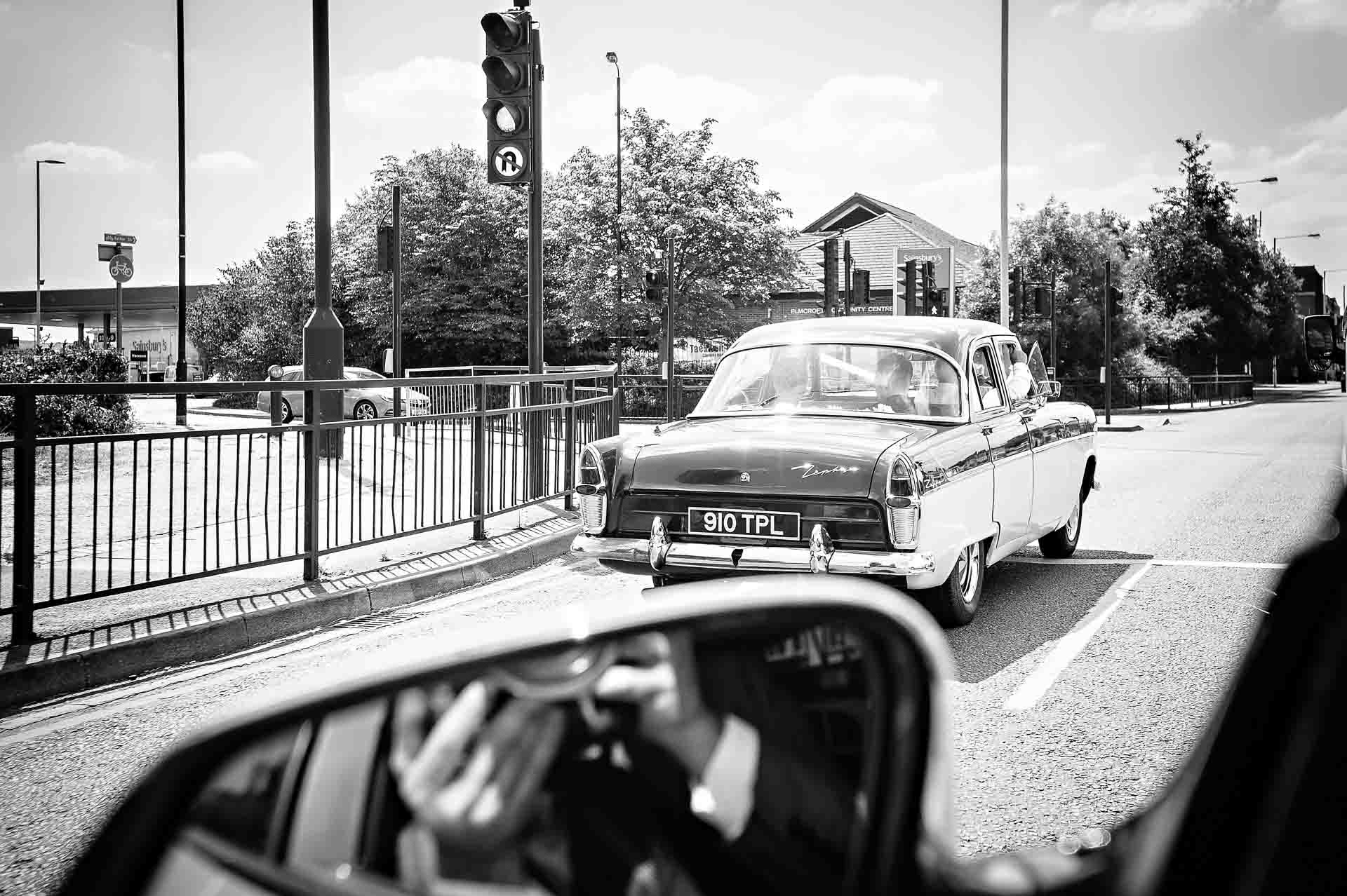 Ford Zephyr from window of other car at traffic lights