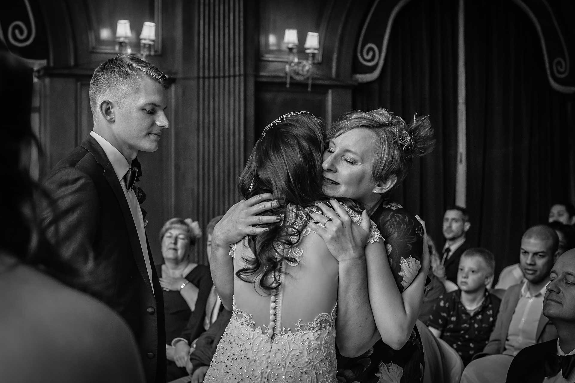 Family Hug at Porchester Hall Marriage