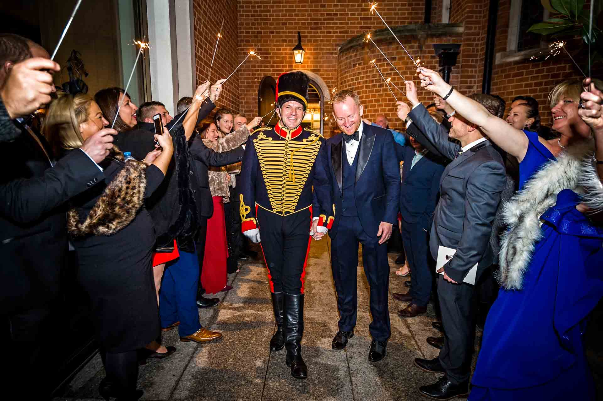 Gay wedding at Fitzrovia Chapel - Sparklers instead on confetti