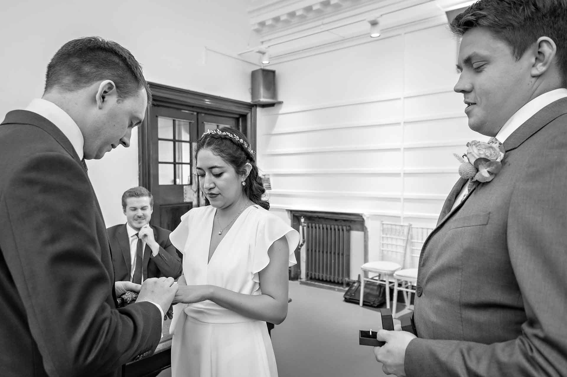 Ring Bearer Watches Couple's Exchange of Rings at Fulham Library
