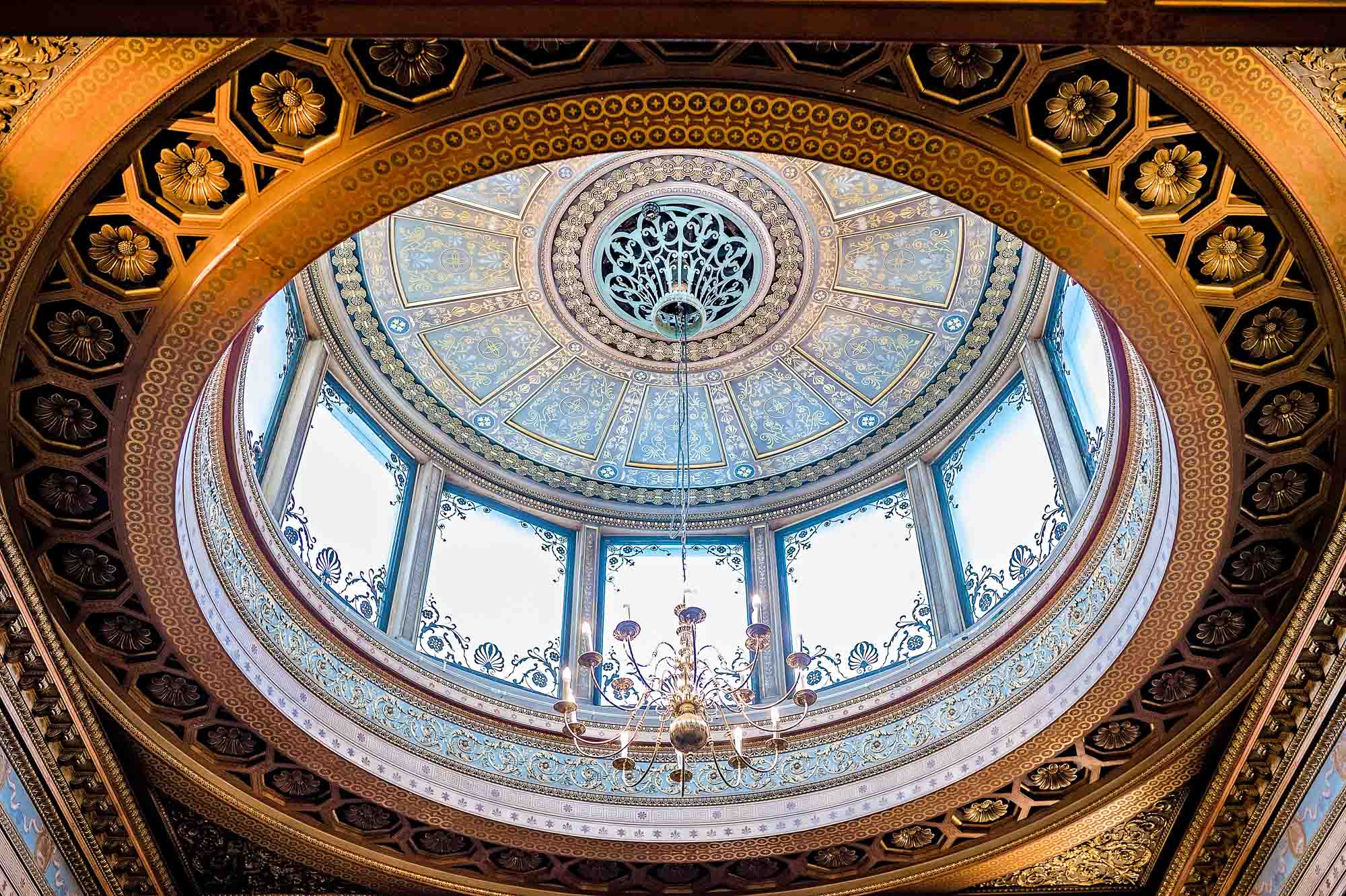 The grand dome in the ceiling of the Lantern Room in Bristol Register Office
