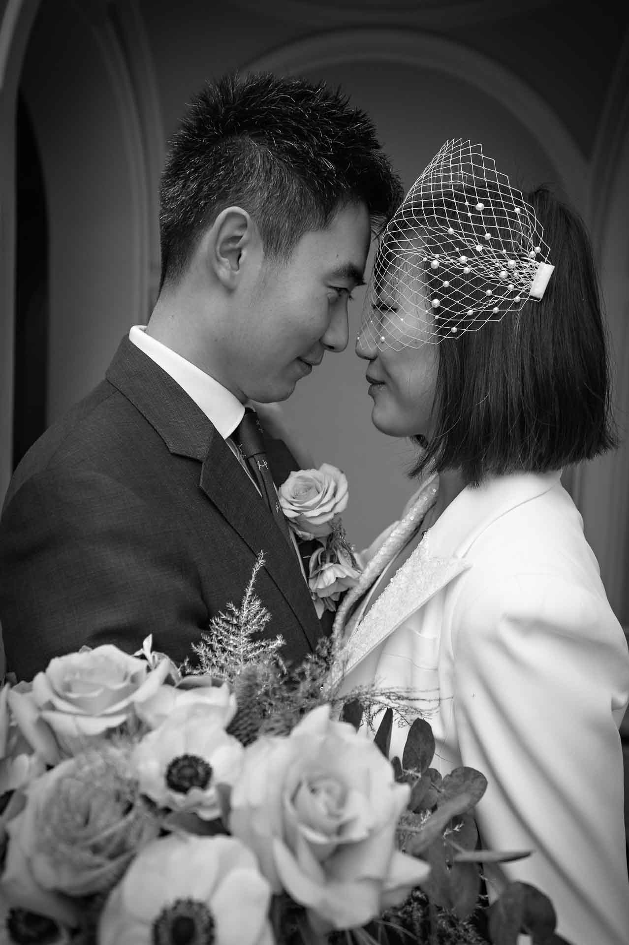 The couple hold and look at each other at Woolwich Town Hall wedding