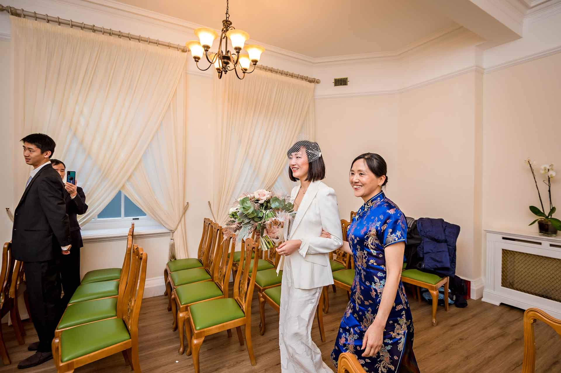 Bride and mum walking down the aisle in Woolwich