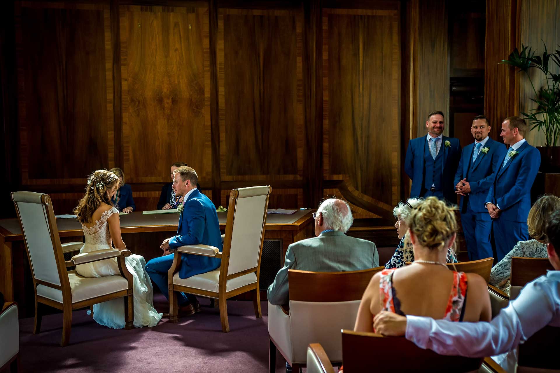 Wedding at Stoke Newington Town Hall from Behind the Bride and Groom