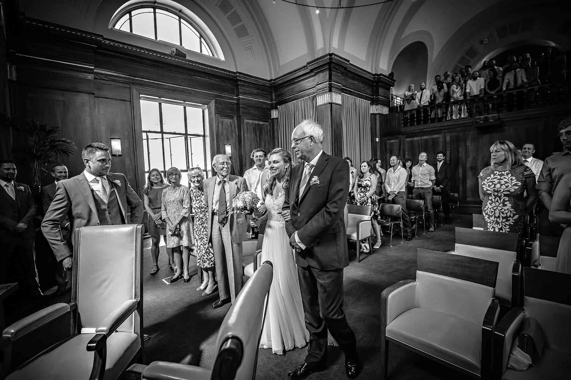 Bride and Groom See Each Other at Wedding in Stoke Newington