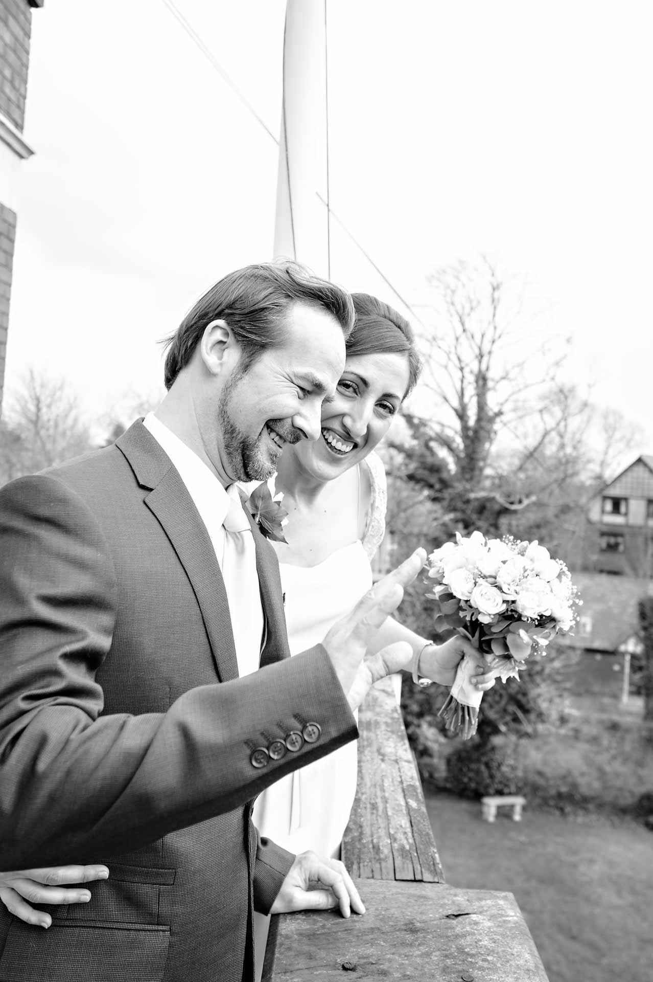 Couple on Balcony of Newport Register Office