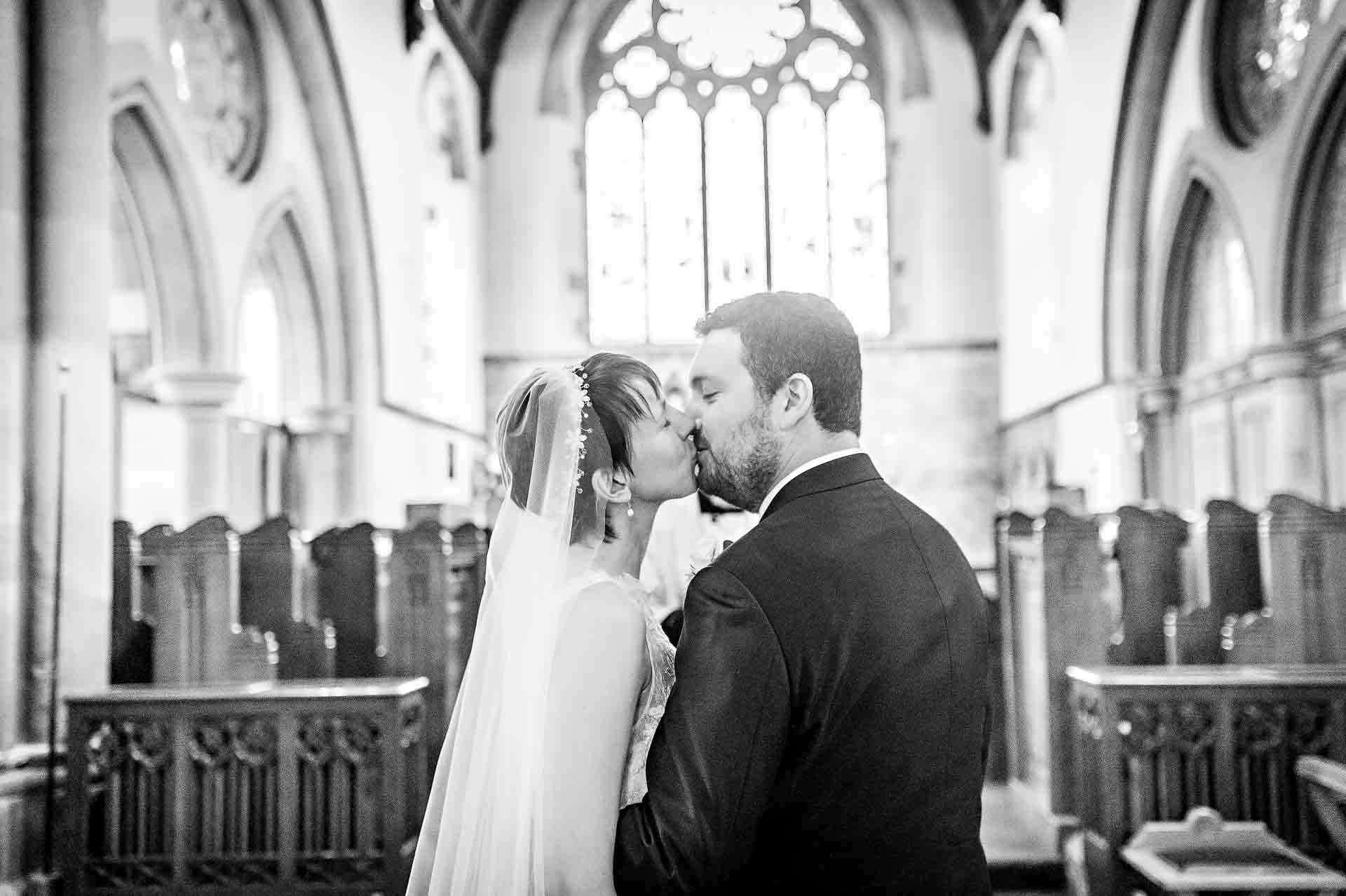 First Kiss at St Martins Church in Caerphilly